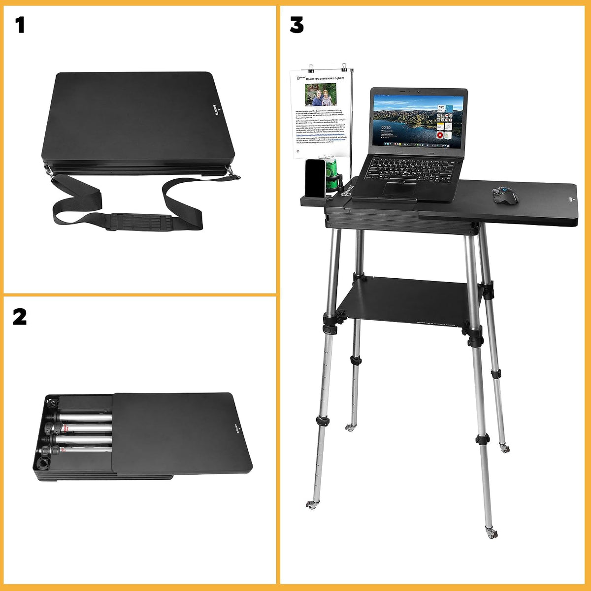 Tabletote Portable Standing Desk that Travels Lightweight Height Adjustable M...