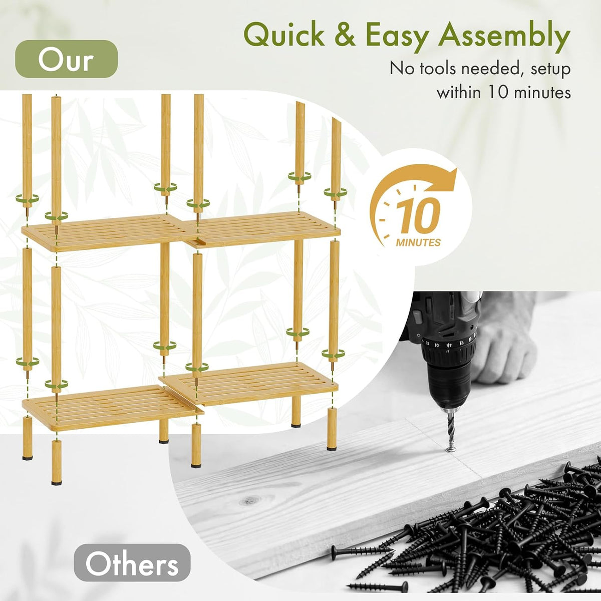 3 Tier Book Shelf, Wide Bamboo Bookshelf, Bookcase with 6 Open Display Shelve...