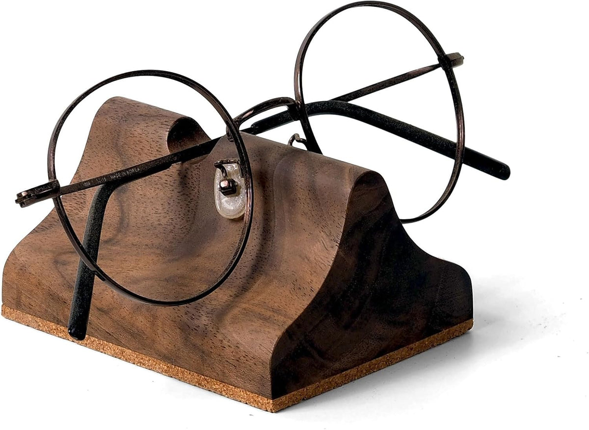 Wooden Glasses Stand, Eyeglass Stand for Desk or Nightstand