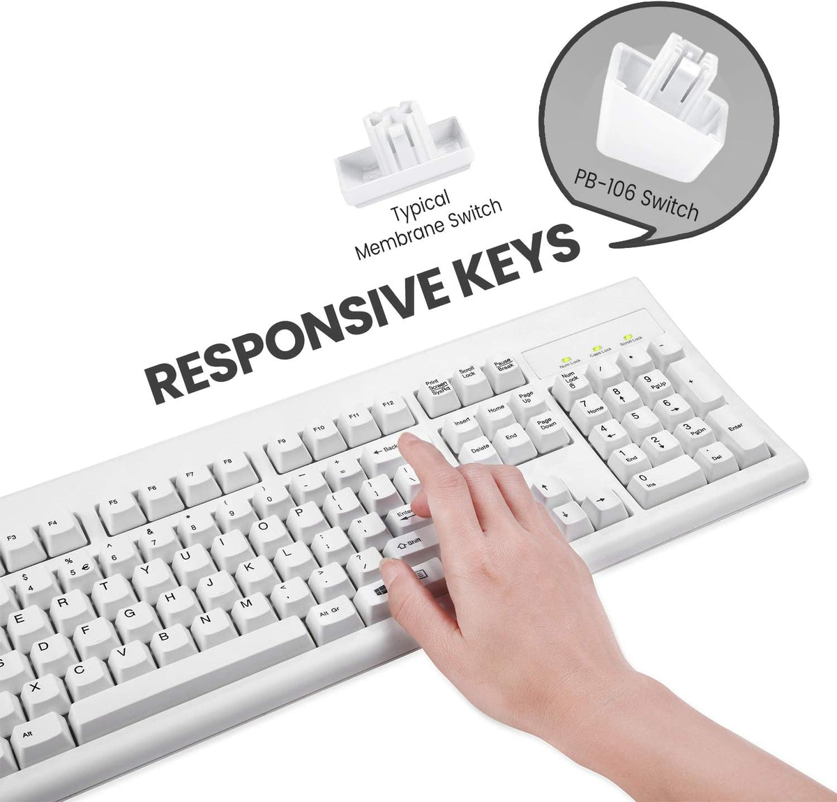 Perixx PERIBOARD-106 US W, Performance wired keyboard - 20 Million Key Press ...