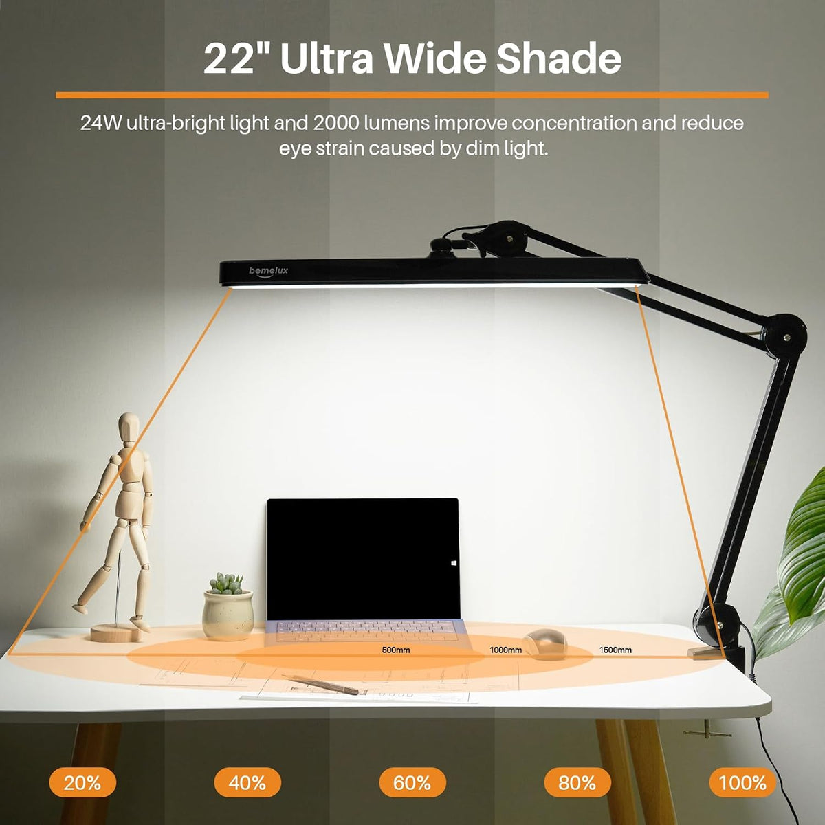 LED Architect Desk Lamp with Clamp, 24W 2000LM, Black