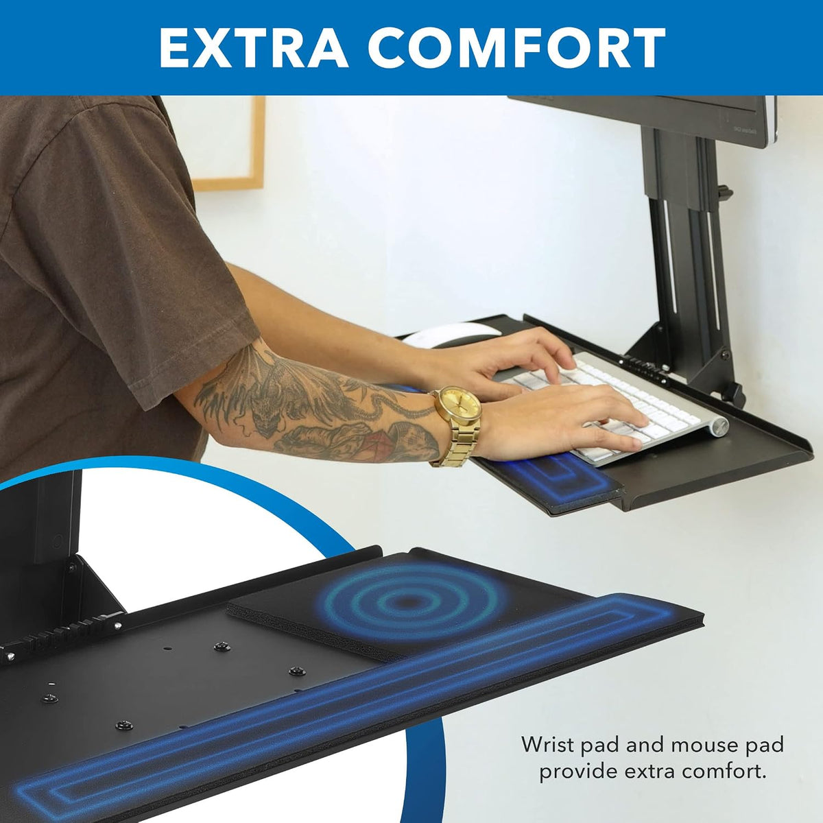Mount-It! Monitor and Keyboard Wall Mount, Height Adjustable Standing VESA Ke...