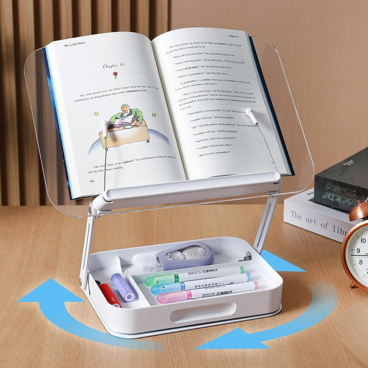 ZOEY Acrylic Book Stand for Reading Adjustable Book Holder with 360 Rotating ...