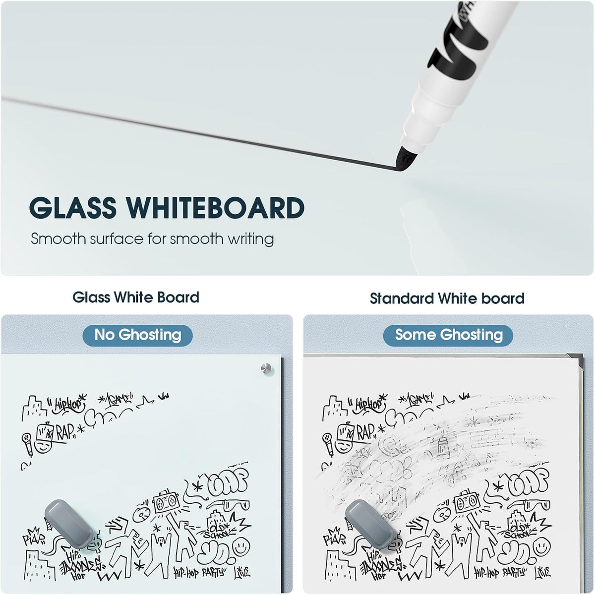 MaxGear Glass Whiteboard Tempered Magnetic Dry Erase Board 48x30 Inch