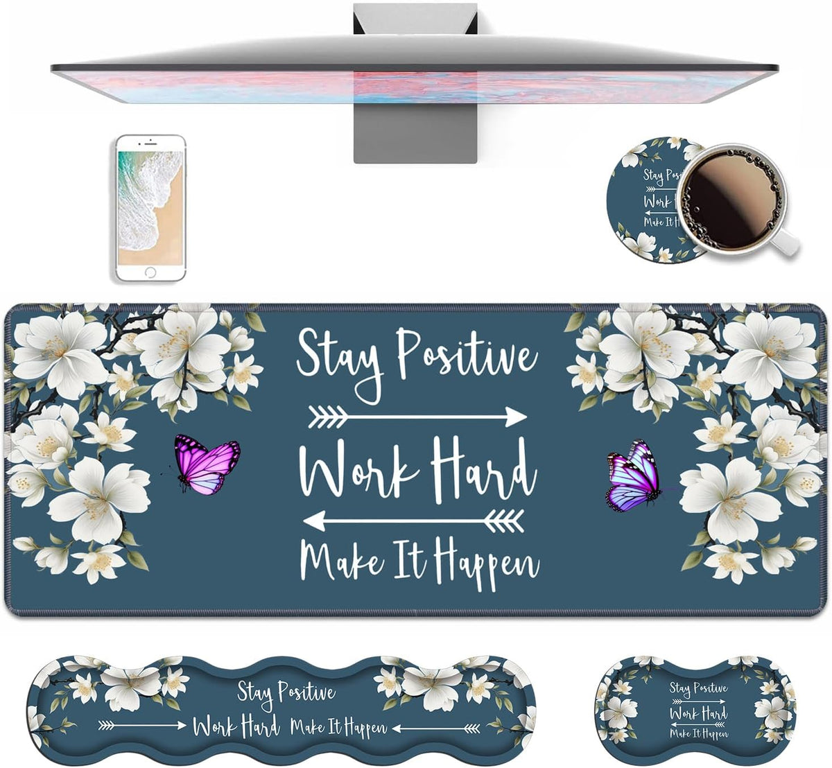 4 in 1 Ergonomic Keyboard Wrist Rest & Mouse Pad Wrist Rest Set,Stay Posi...