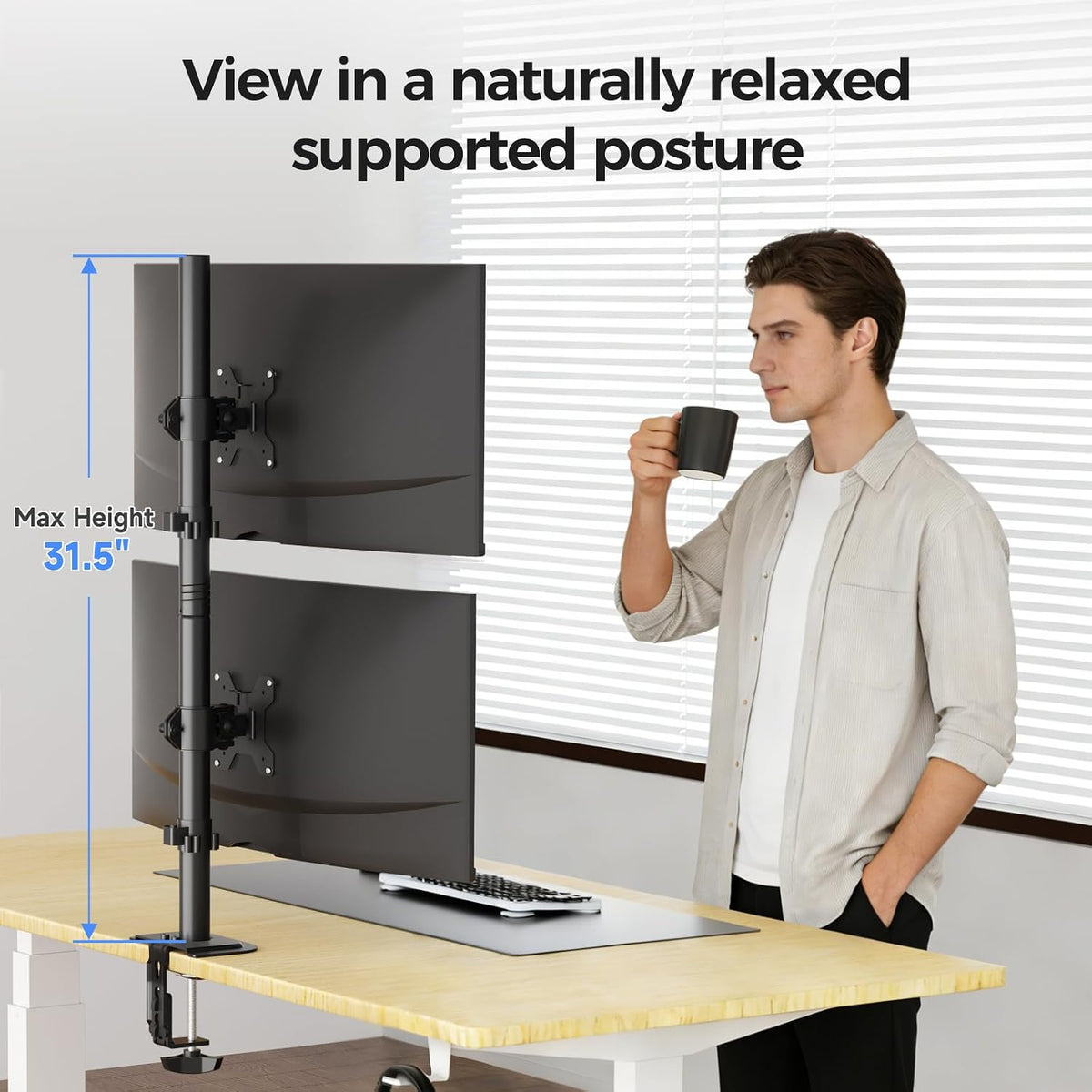 Suptek Dual LED LCD Monitor Stand up Desk Mount for 2 / Two Screens up to 32 ...