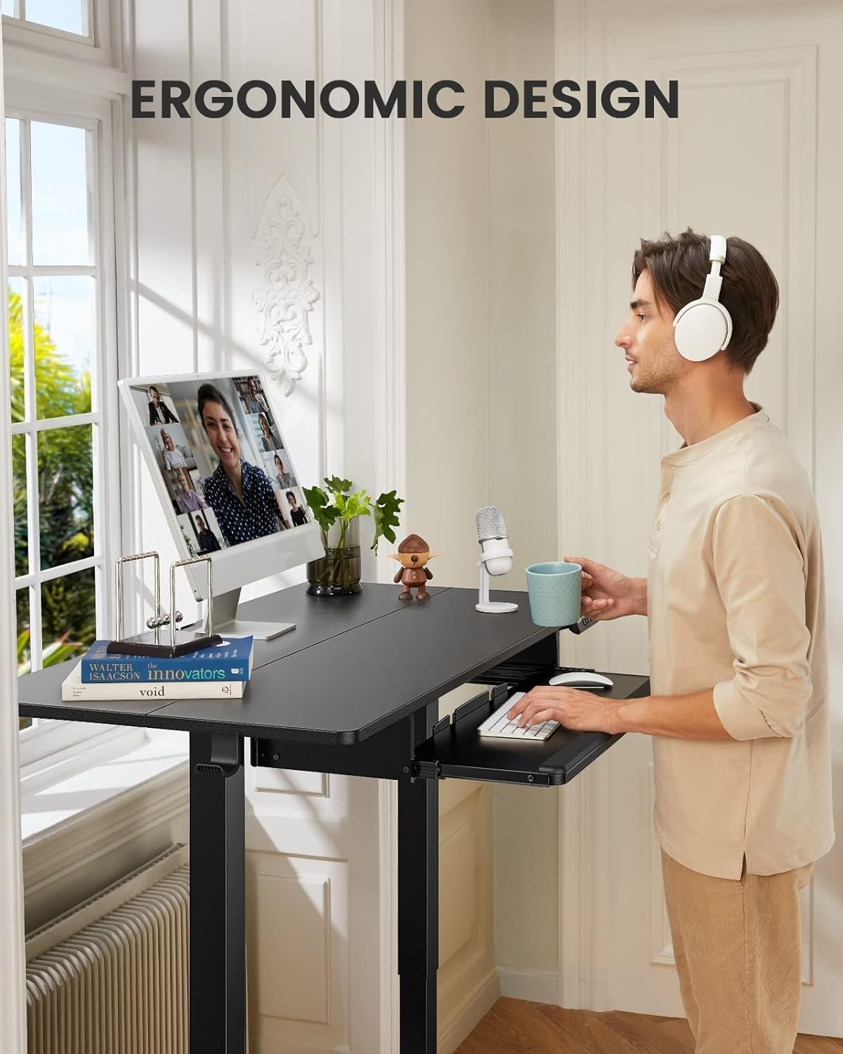 ErGear Electric Standing Desk with Keyboard Tray, 44x24 Inches Adjustable Hei...