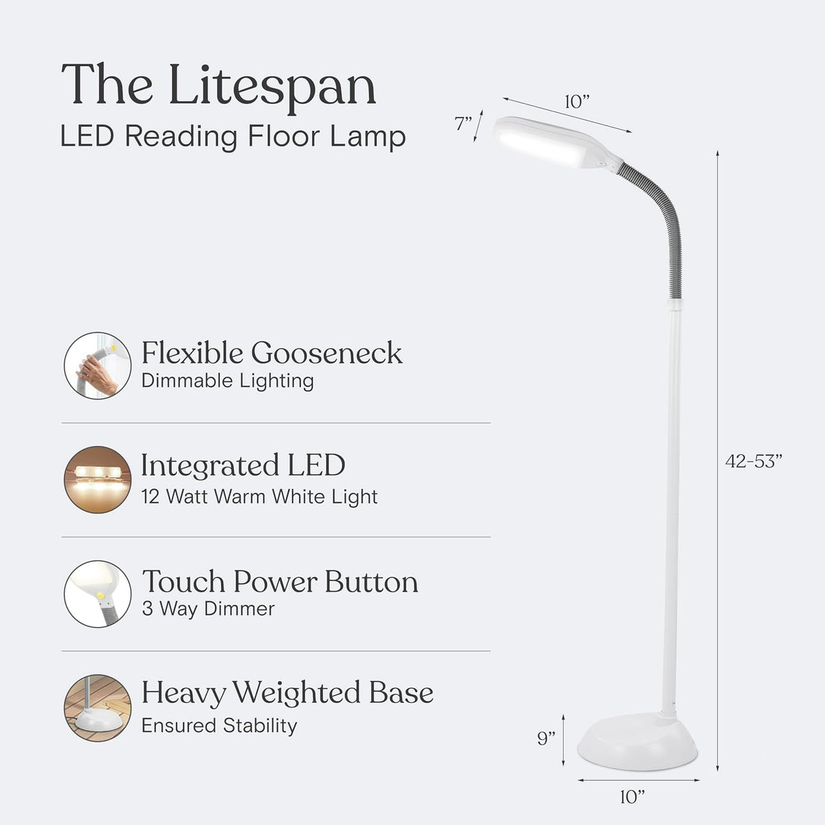 Brightech Litespan - Bright LED Floor Reading Lamp for Over Chair Crafts and ...