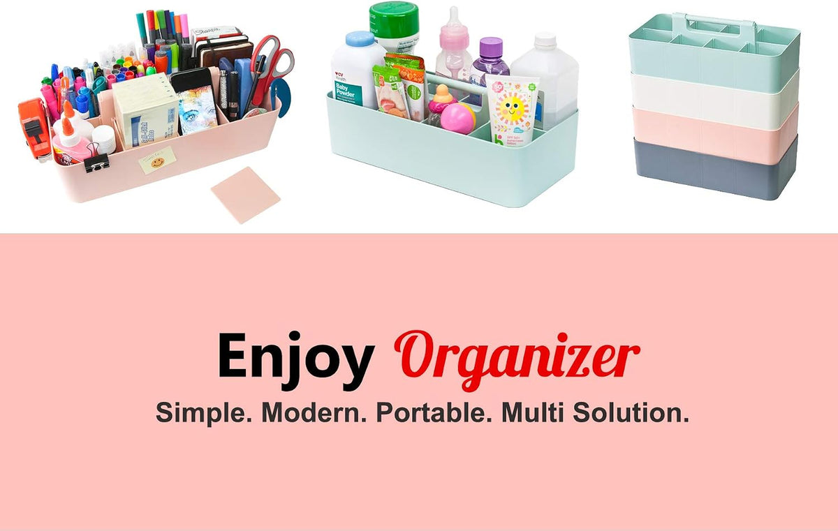 Portable Caddy Organizer - Stackable Plastic Caddy with Handle | Desk, Makeup...