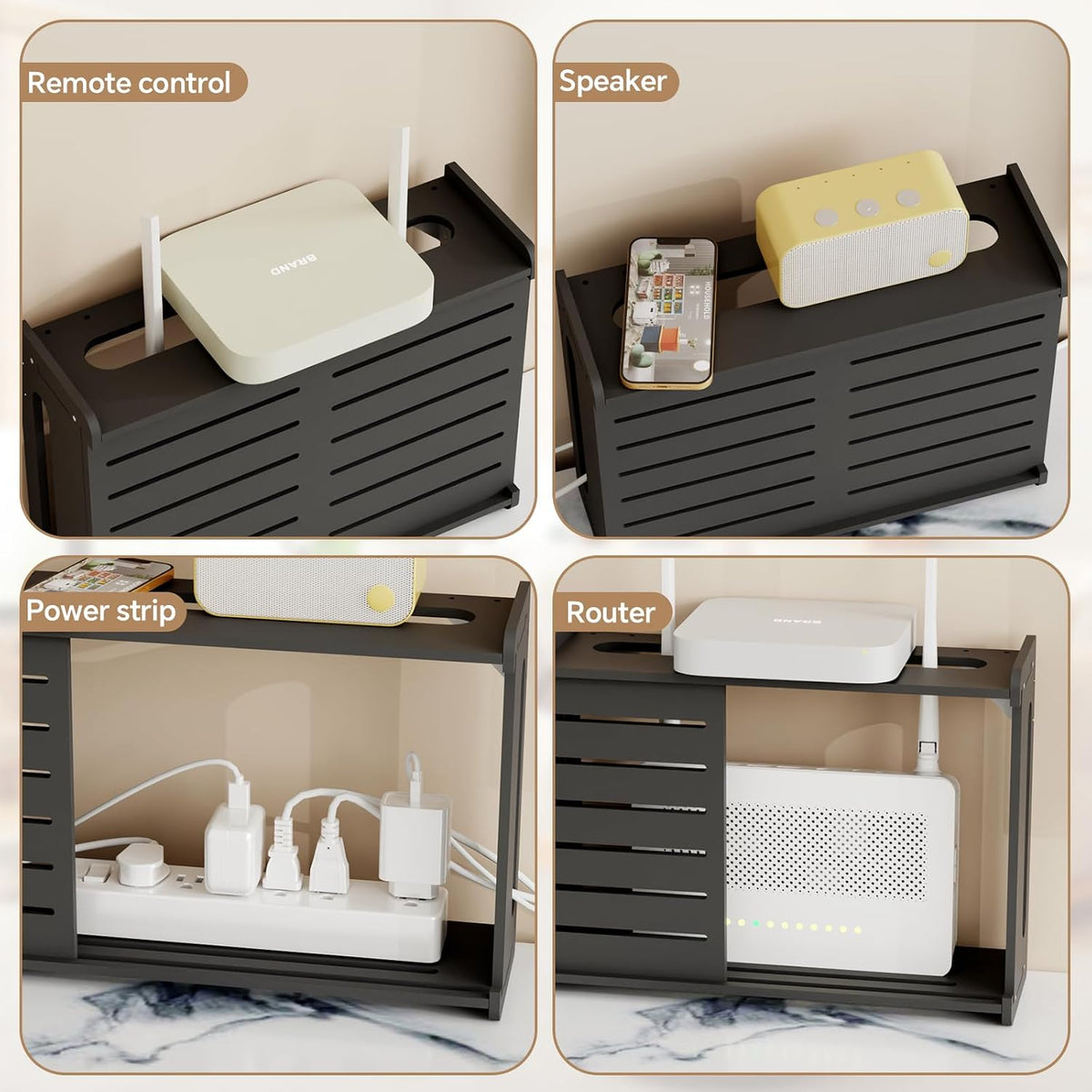 Wooden WiFi Router Storage Box Hider Shelf, Decorative Projector Box Hider Ra...