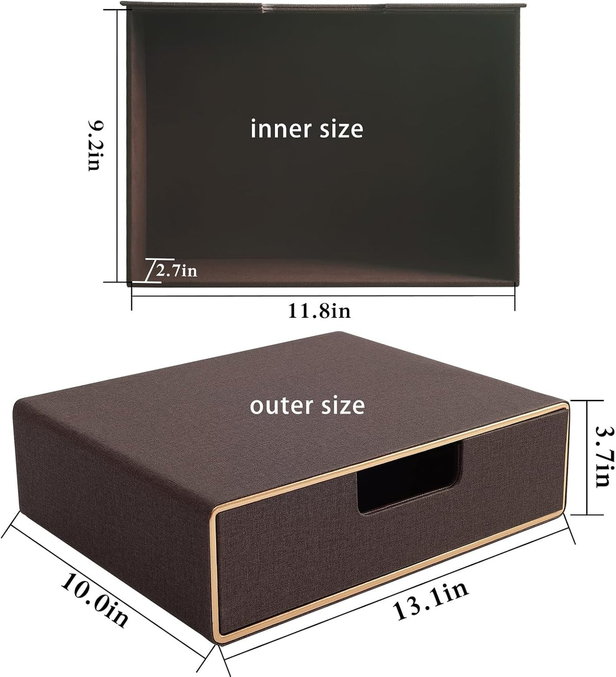 Stackable Organizer Drawer Classic Brown Pu Leather Handmade,Organize Home Of...