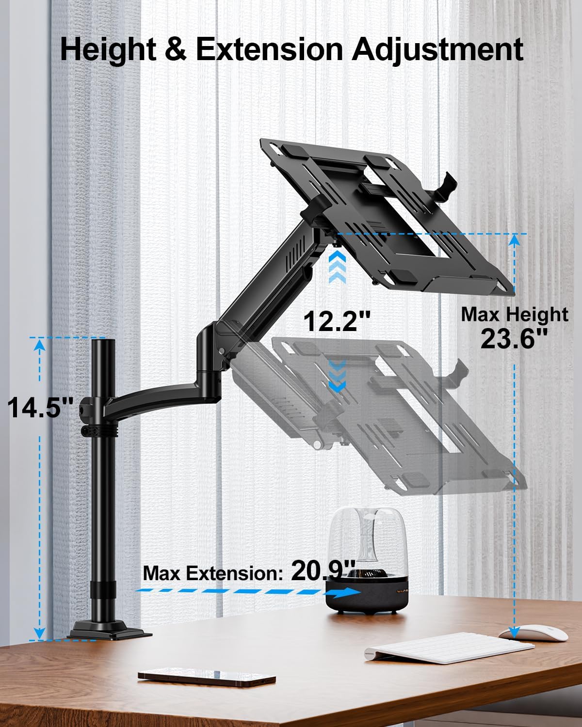 MOUNTUP Laptop Desk Mount, Adjustable Laptop Stand for max 17" Notebook ...