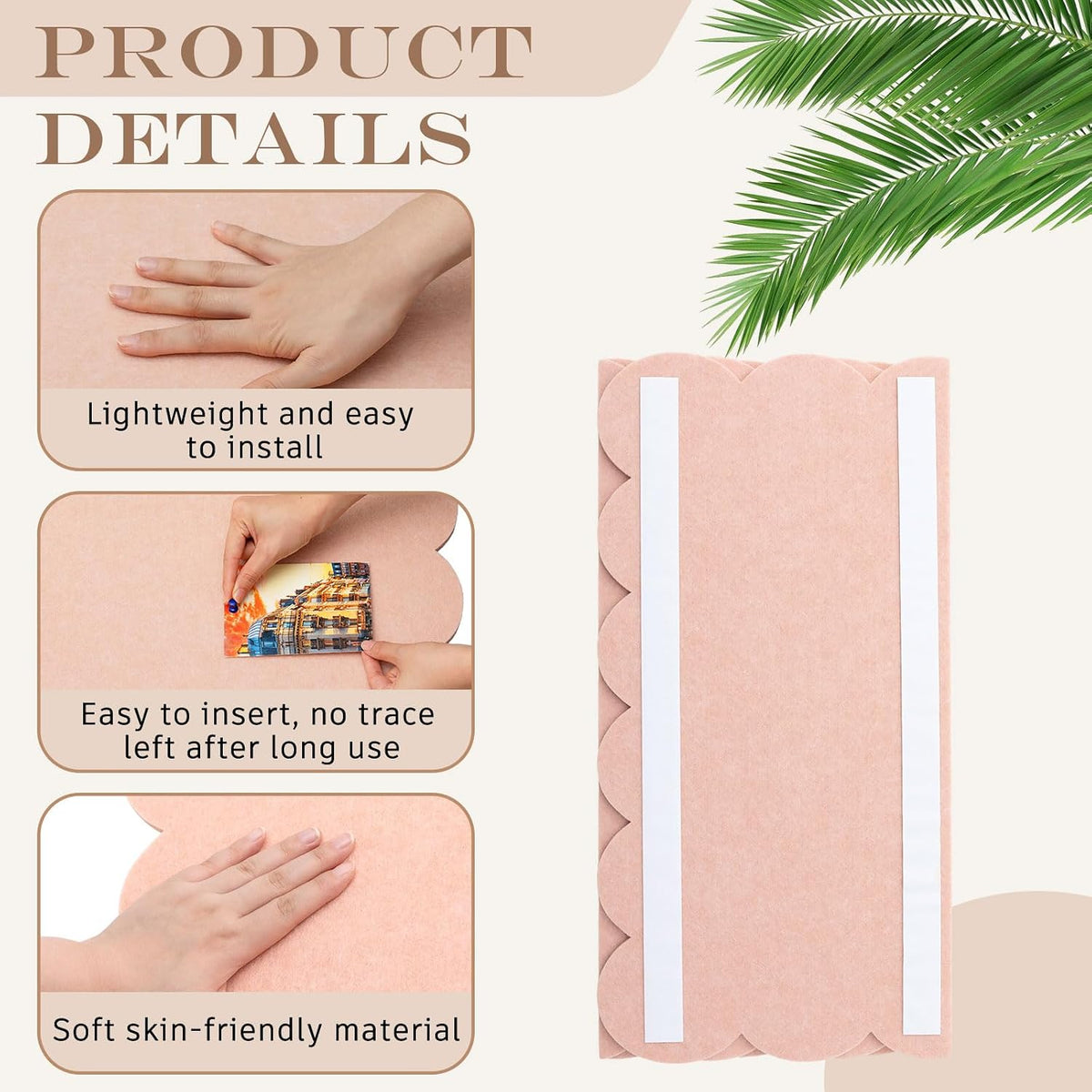 Mooliwe Scalloped Felt Bulletin Cork Board Foldable Flesh Pink 72 x 48 Inch