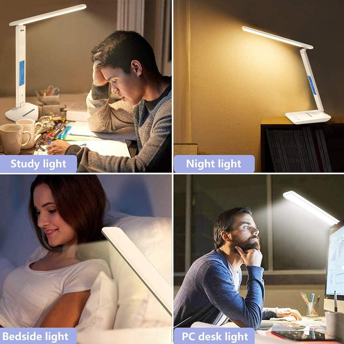 LAOPAO Desk Lamp with Wireless Charger: USB Charging Port, Table Lamp with Cl...