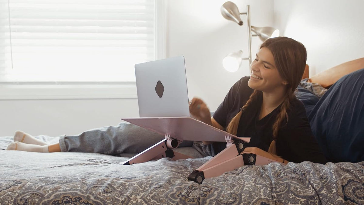 Uncaged Ergonomics Adjustable Laptop Stand for Desk, Cooling Riser (Pink)