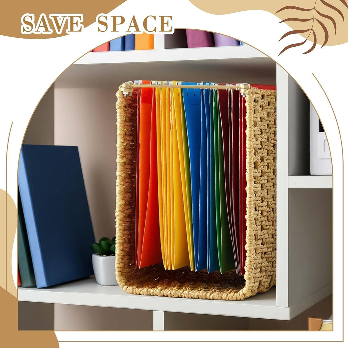 Paper Rope Hanging File Basket with Handle 13.6" x 9.8" x6.6",...