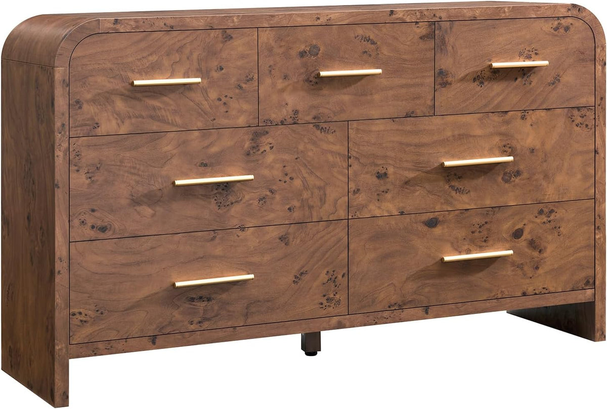 Curved Drawer Dresser for Bedroom with 7 Drawers, 54'' Wide Chest of ...