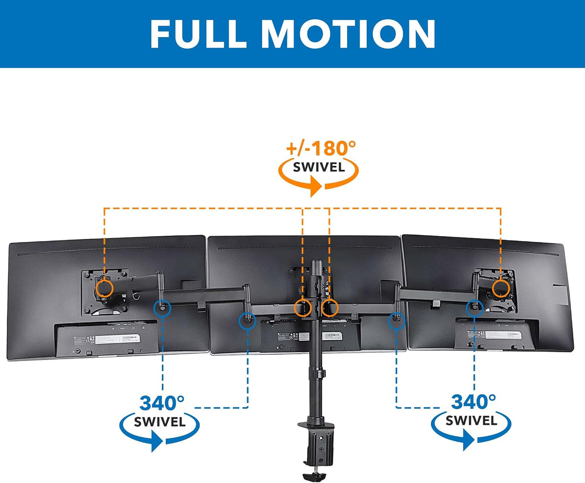 Mount-It! Triple Monitor Mount 3 Screen Desk Stand for LCD Computer Monitors ...
