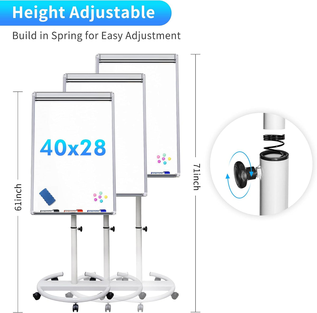 Maxtek Mobile Whiteboard 40 x 28 in, Magnetic Dry Erase Easel (Pack of 2)