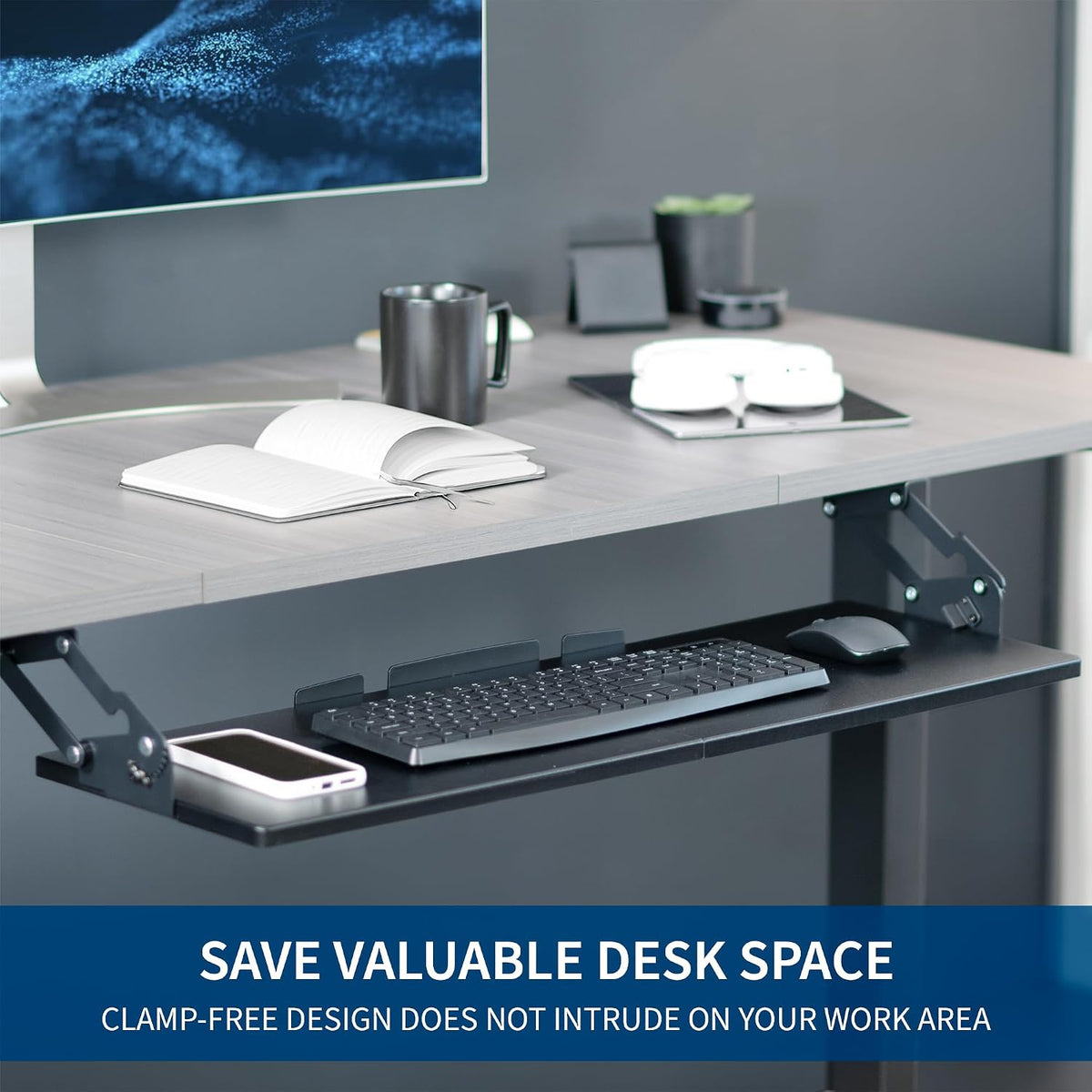 VIVO Black Under Desk 34 x 11 in Adjustable Keyboard Tray, MOUNT-KB34S