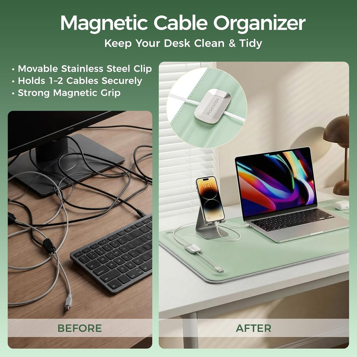 Premium Double-Sided Faux Leather Desk Pad – Non-Slip, Waterproof, with Magne...