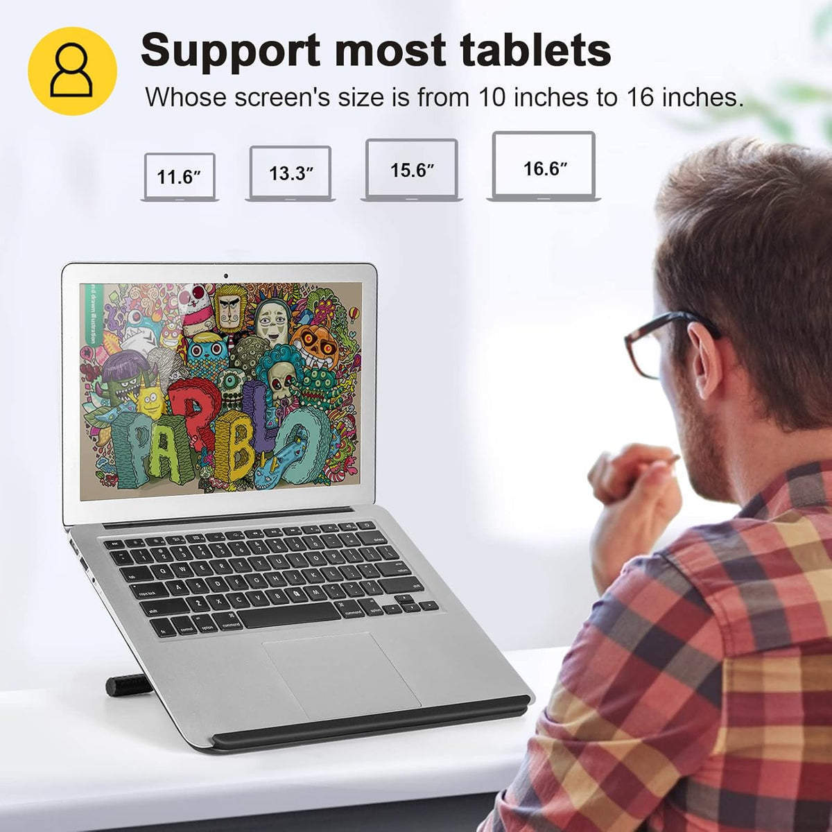 Parblo PR 100 Universal Drawing Tablet Stand Adjustable for 10 to 16 Inches D...