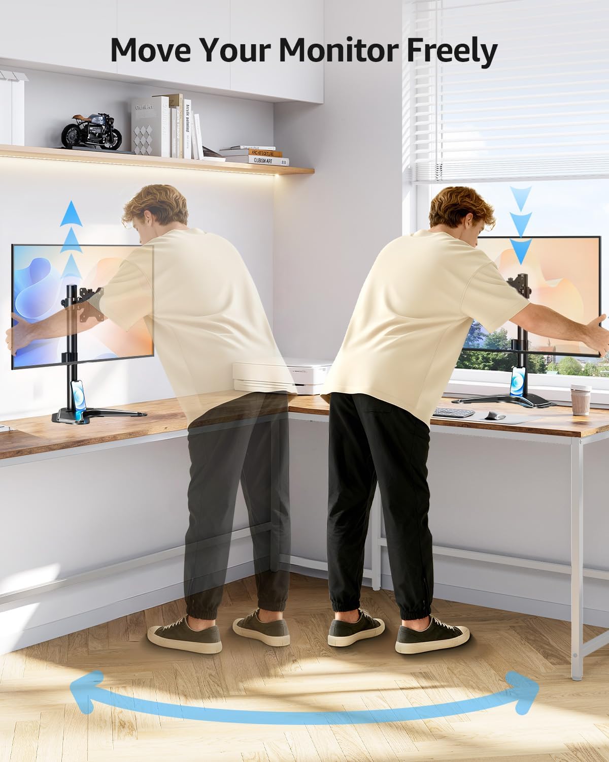 MOUNTUP Single Monitor Stands, Freestanding VESA Monitor Desk Mount fits 13