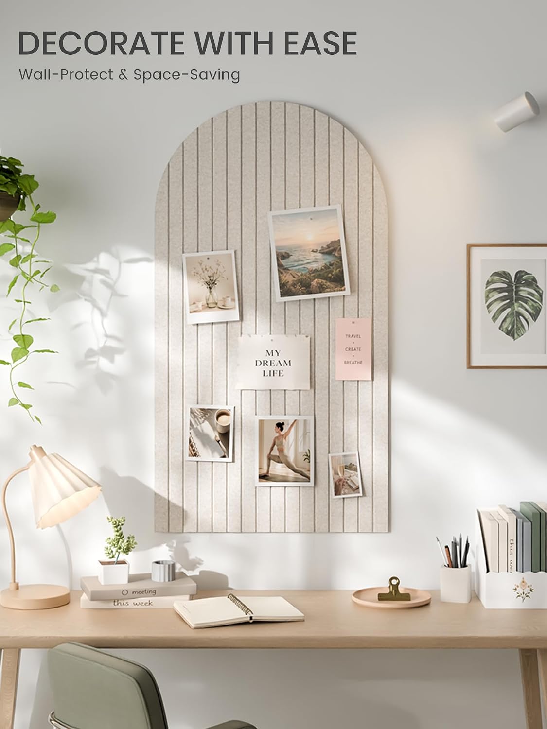 Large Arched Felt Bulletin Board 47.2''×25.5'', Oatmeal
