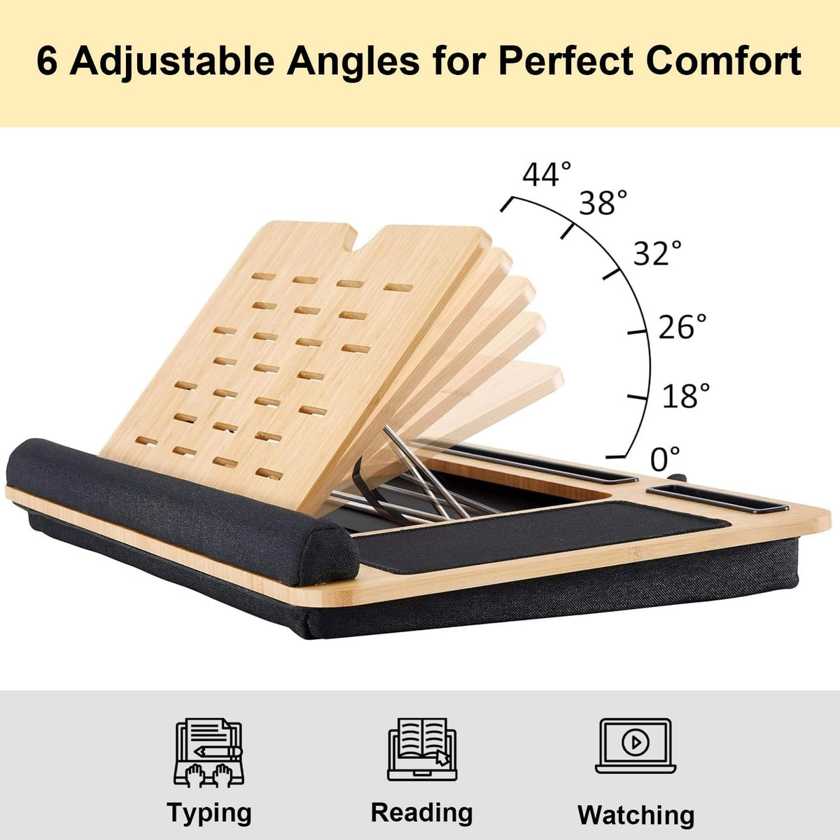 Foldable Wooden Laptop Stand for Desk – Adjustable & Portable Lapdesk wit...