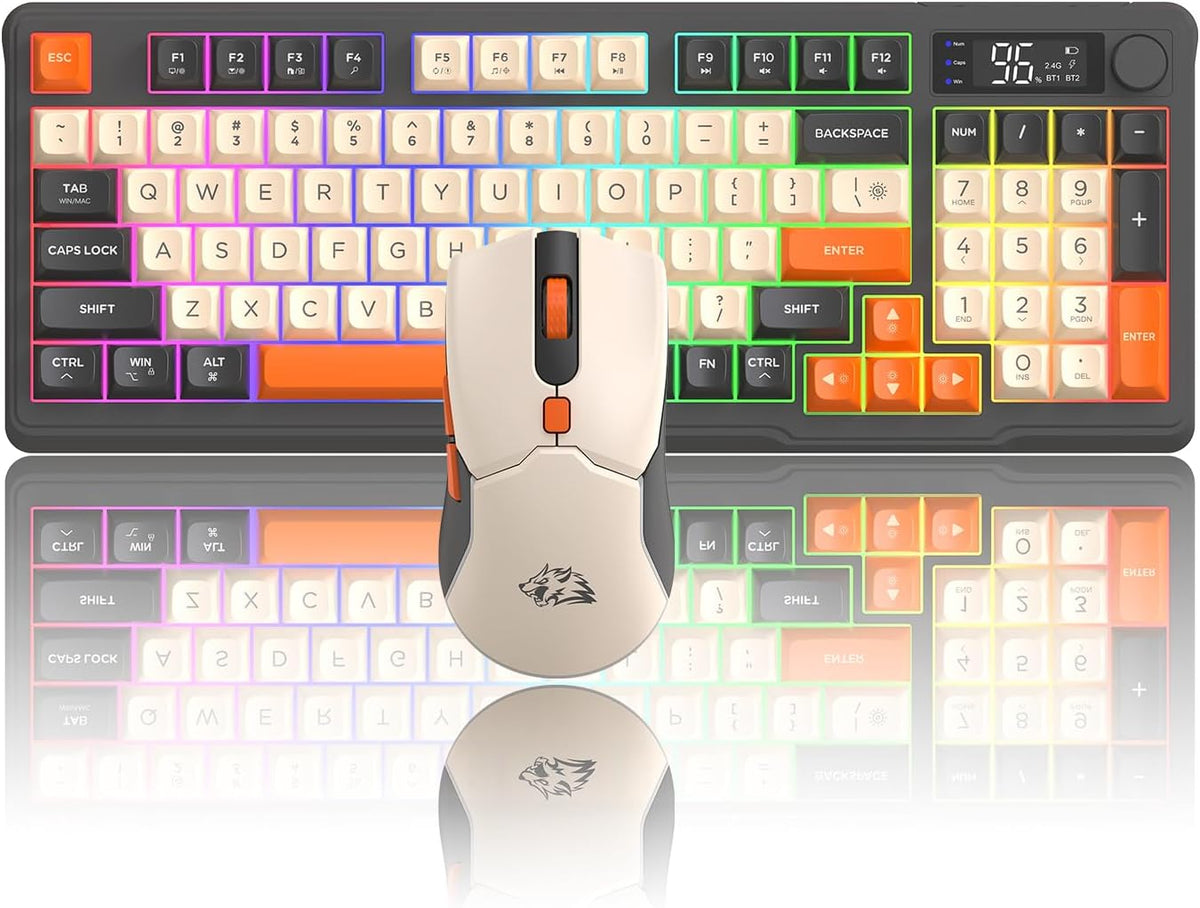 ZIYOU LANG T96 Wireless Gaming Keyboard and Mouse Combo,Dual Bluetooth//2.4G ...