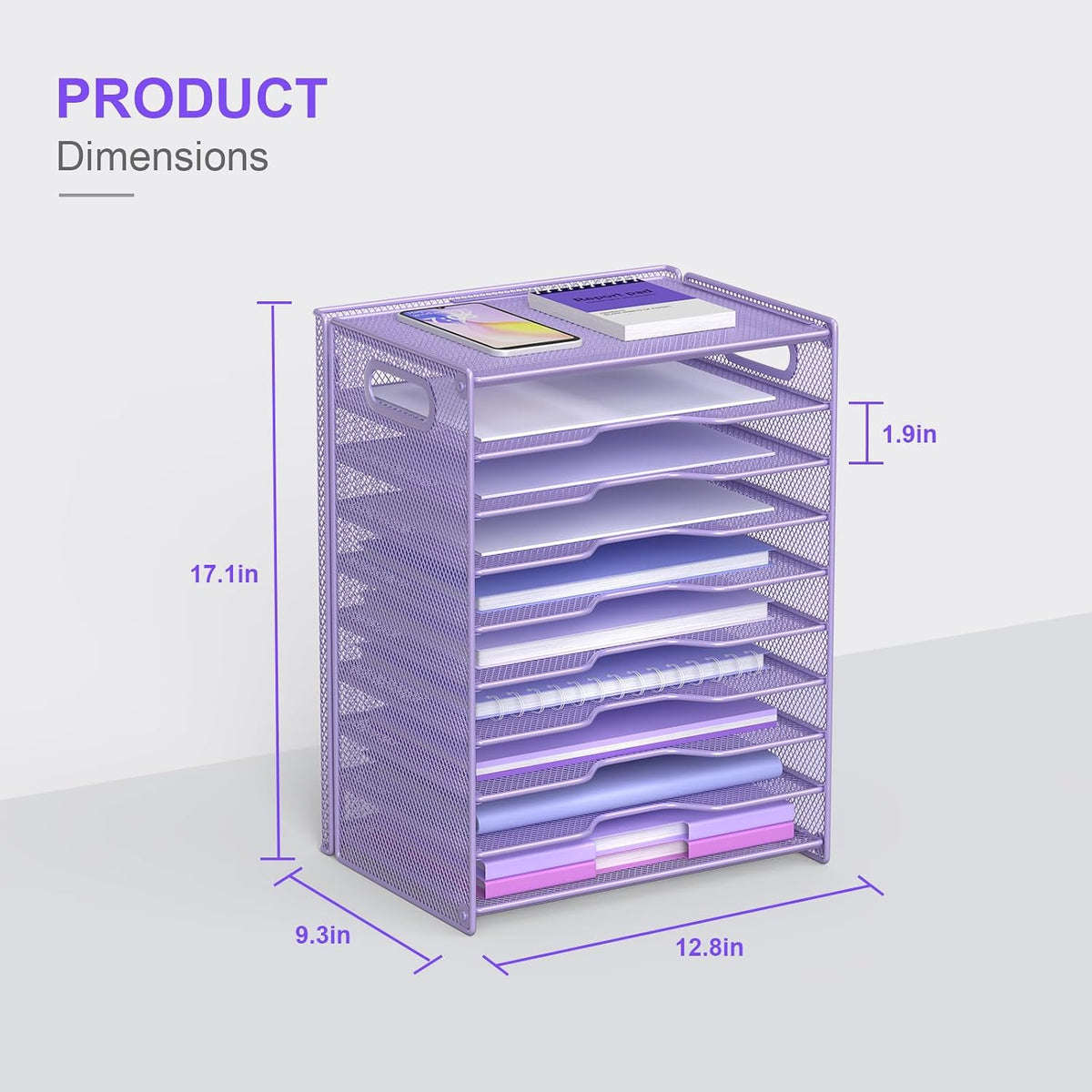 OUTWOLF 10 Tier Paper Organizer - Letter Tray Mesh Desk File Organizer with H...