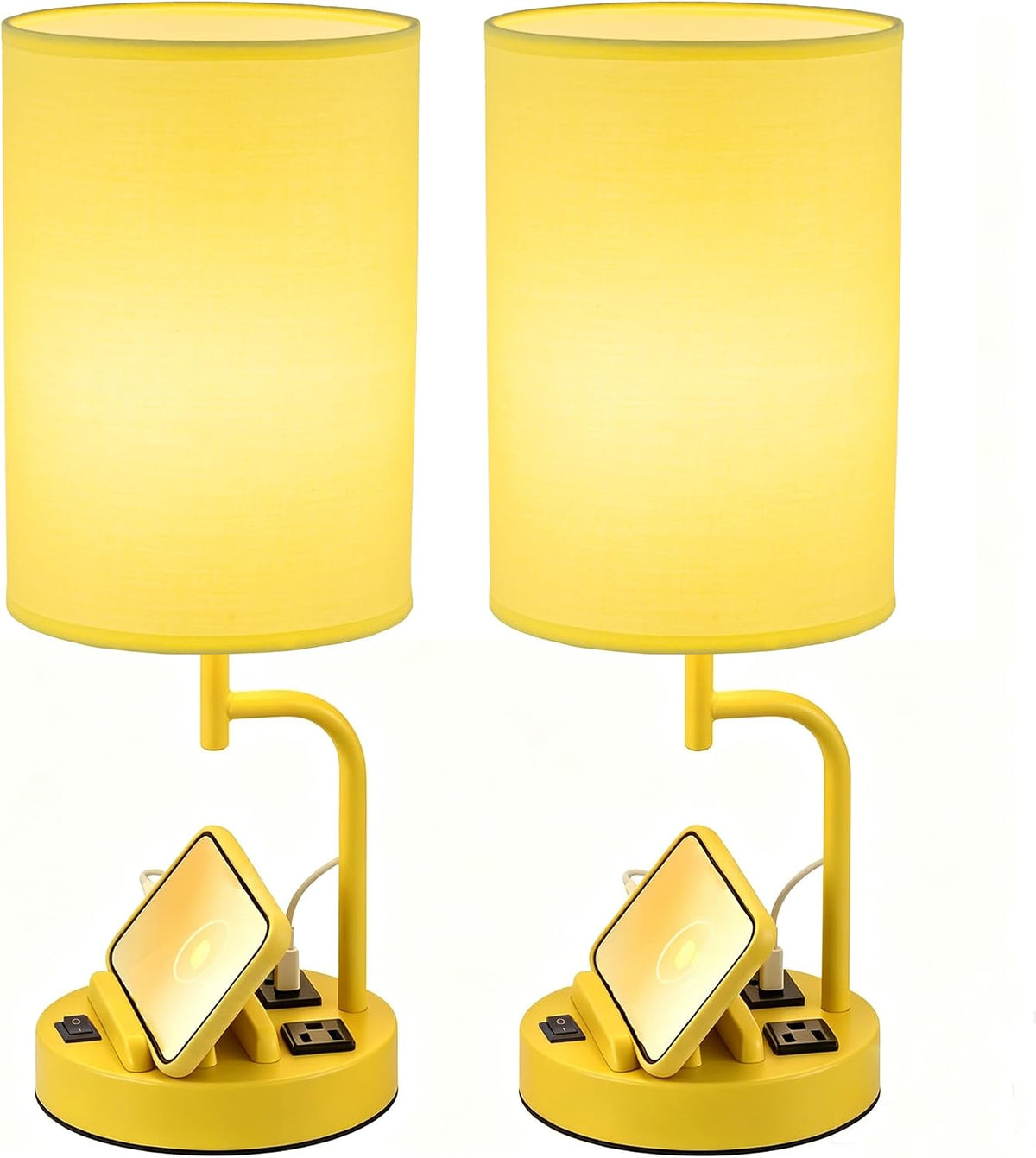 Dreamholder 2 Pack Table Lamp, Bedside Lamp with 3 USB Charging Ports & A...