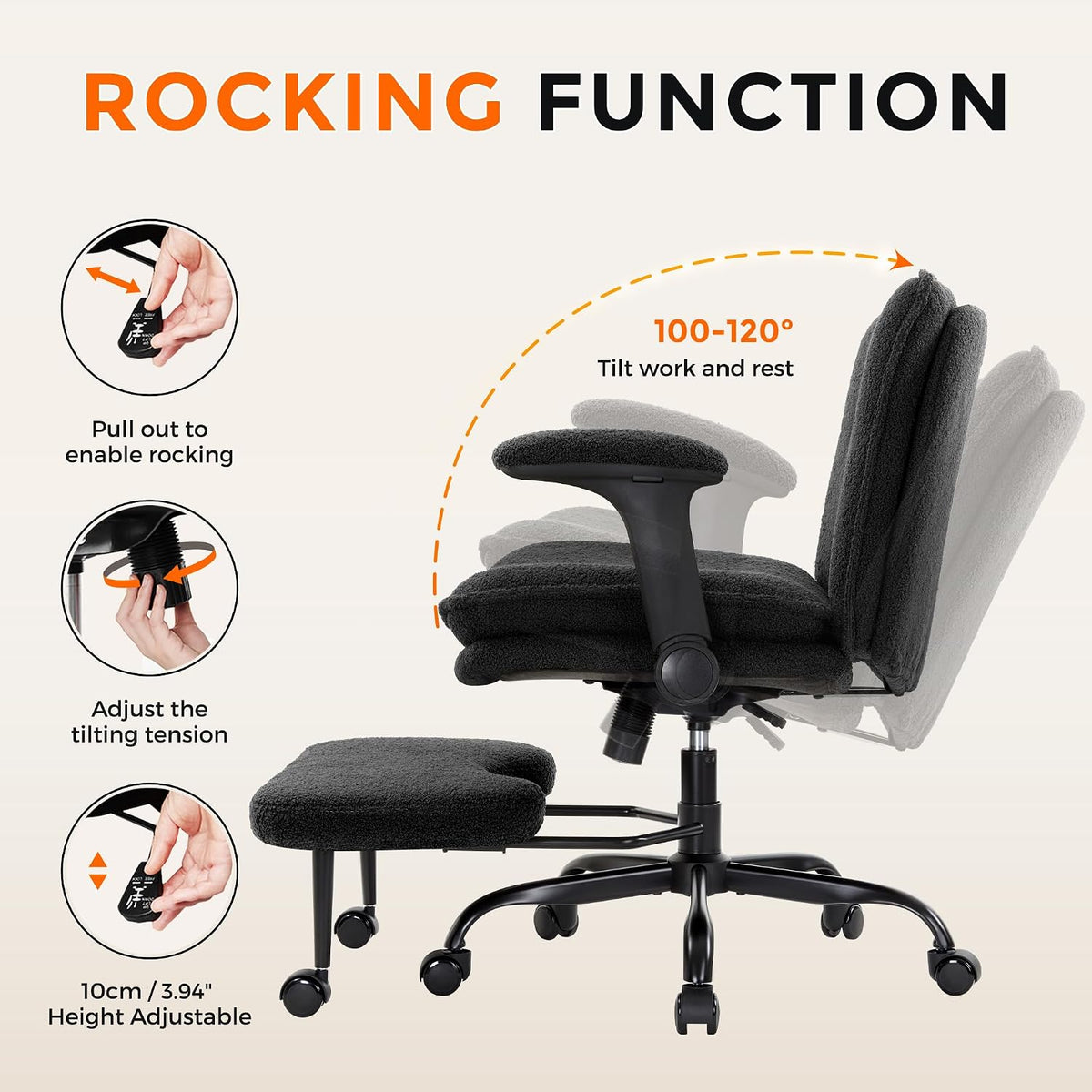 IWMH Cross Legged Office Chair with Flip-up Armrests for ADHD, Extra Wide