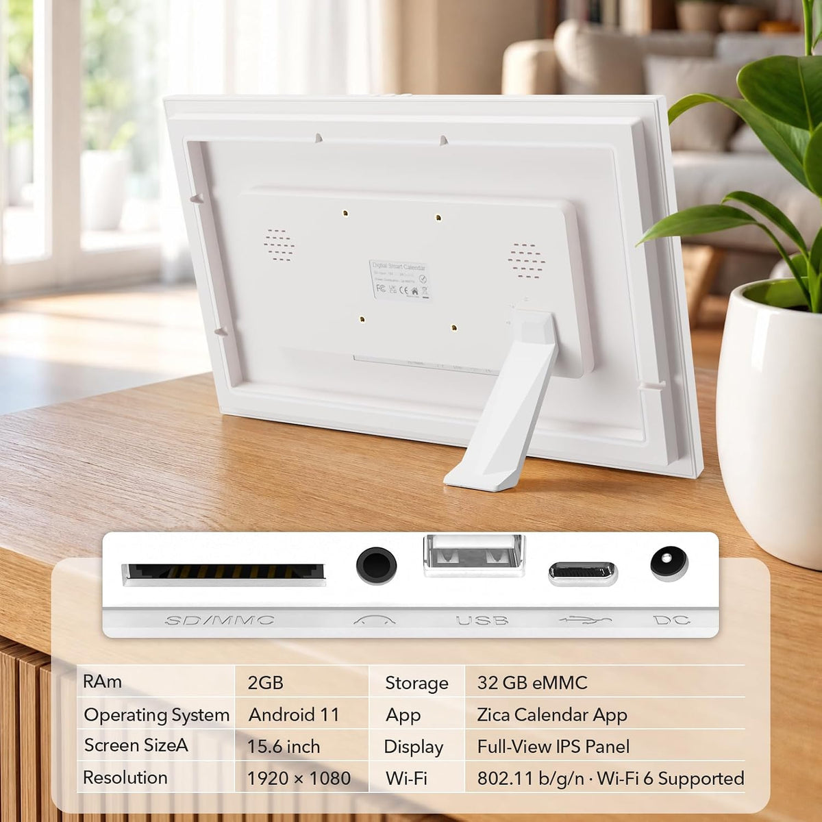 15.6" Touchscreen Digital Calendar Household Chores Schedule, White