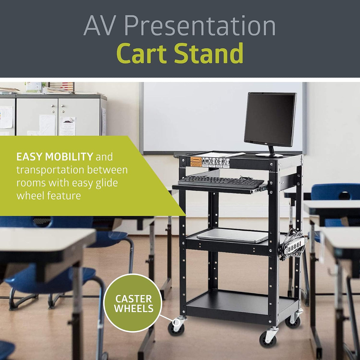 Pearington AV Presentation Cart Stand for Video Projector, TV, Laptop Compute...