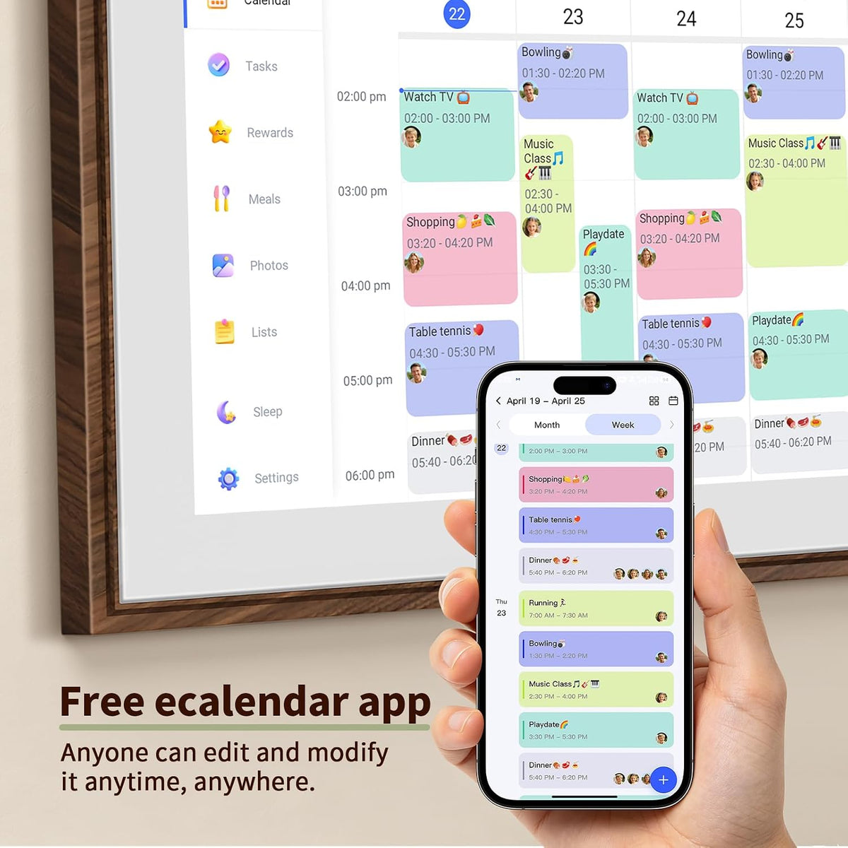 15.6" Digital Calendar Wall Touch Screen, No-Subscription, Smart Calendar