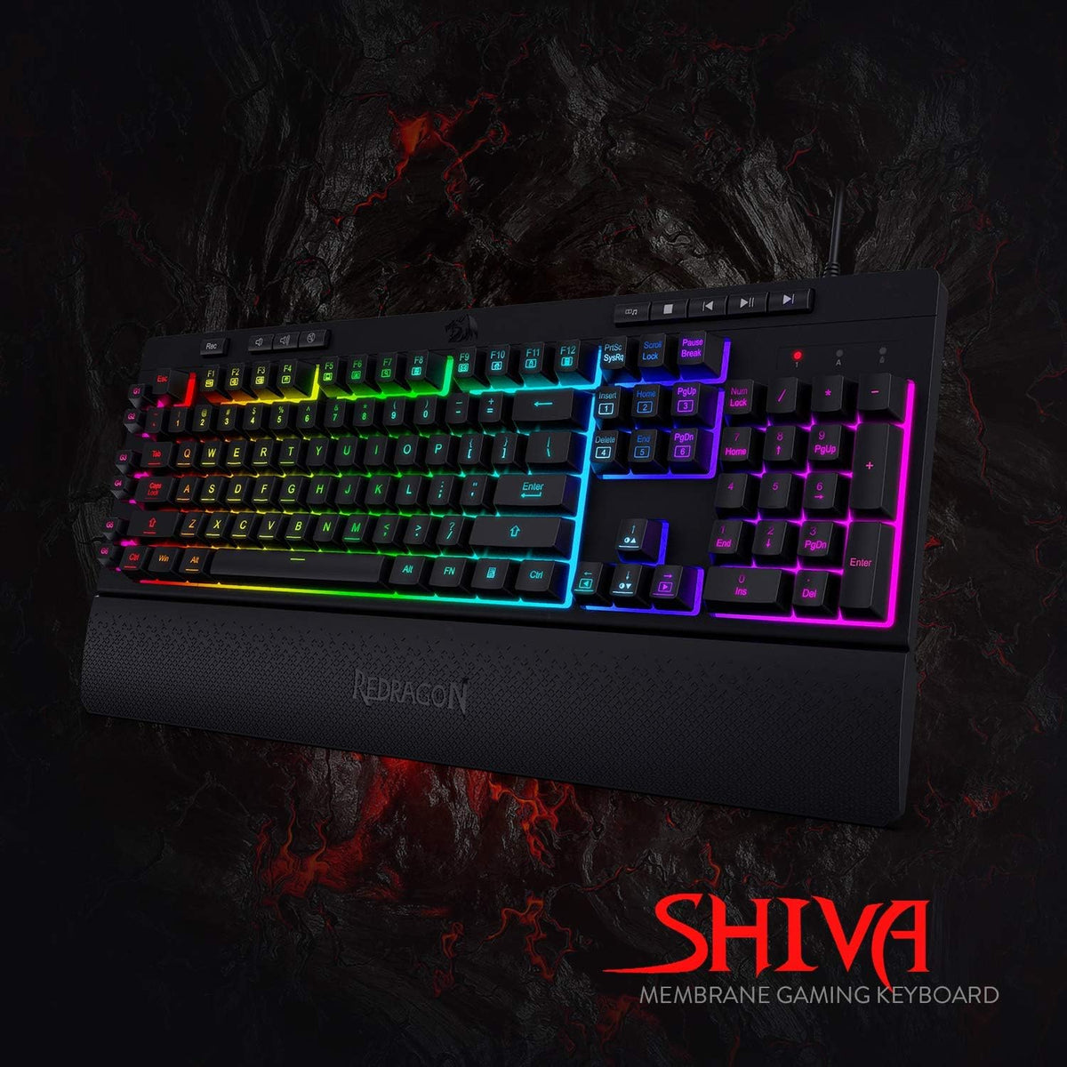 Redragon K512 RGB Membrane Gaming Keyboard, 6 Macro Keys & Easy Media Wheel
