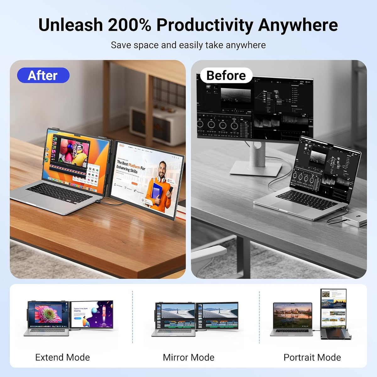 14'' Laptop Screen Extender, 16:10 1200P OLED Portable Monitor with B...