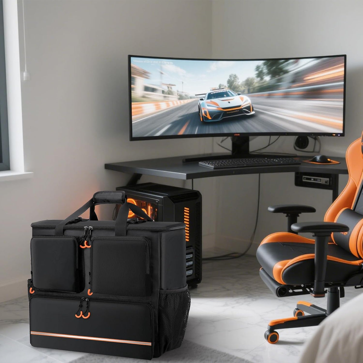 Computer Desktop Tower Large Carrying Case, PC Travel Case