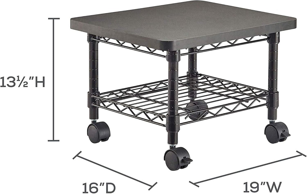 Safco Onyx Rolling Cart Printer Stand, Under-Desk Mobile Utility Table for Ho...