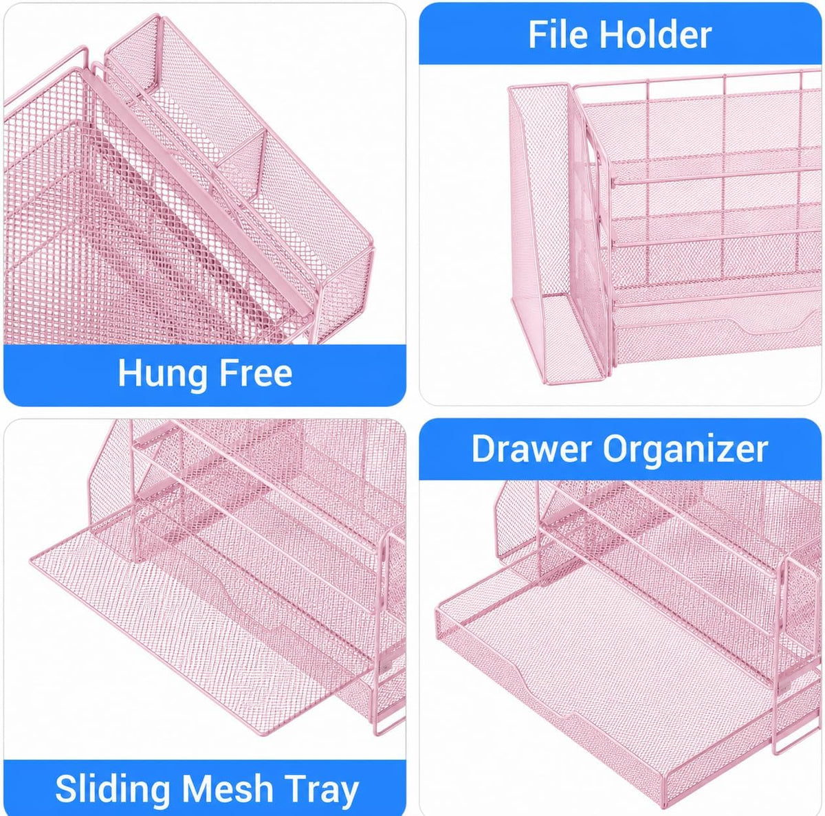OPNICE Desk Organizers and Accessories, 4-Tier Desktop File Organizer with Dr...