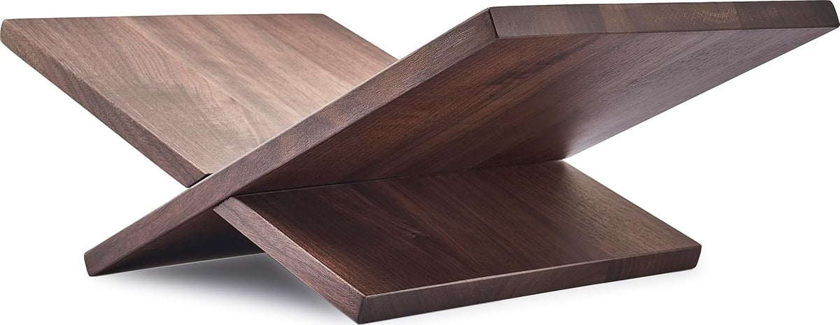Honygebia Solid Walnut Wood Book Stand, Cross Frame Open Display Holder