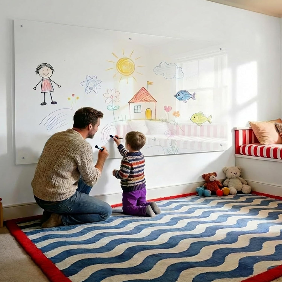 Glass Whiteboard 96" x 48", Frameless Wall Mounted Dry Erase Board ...
