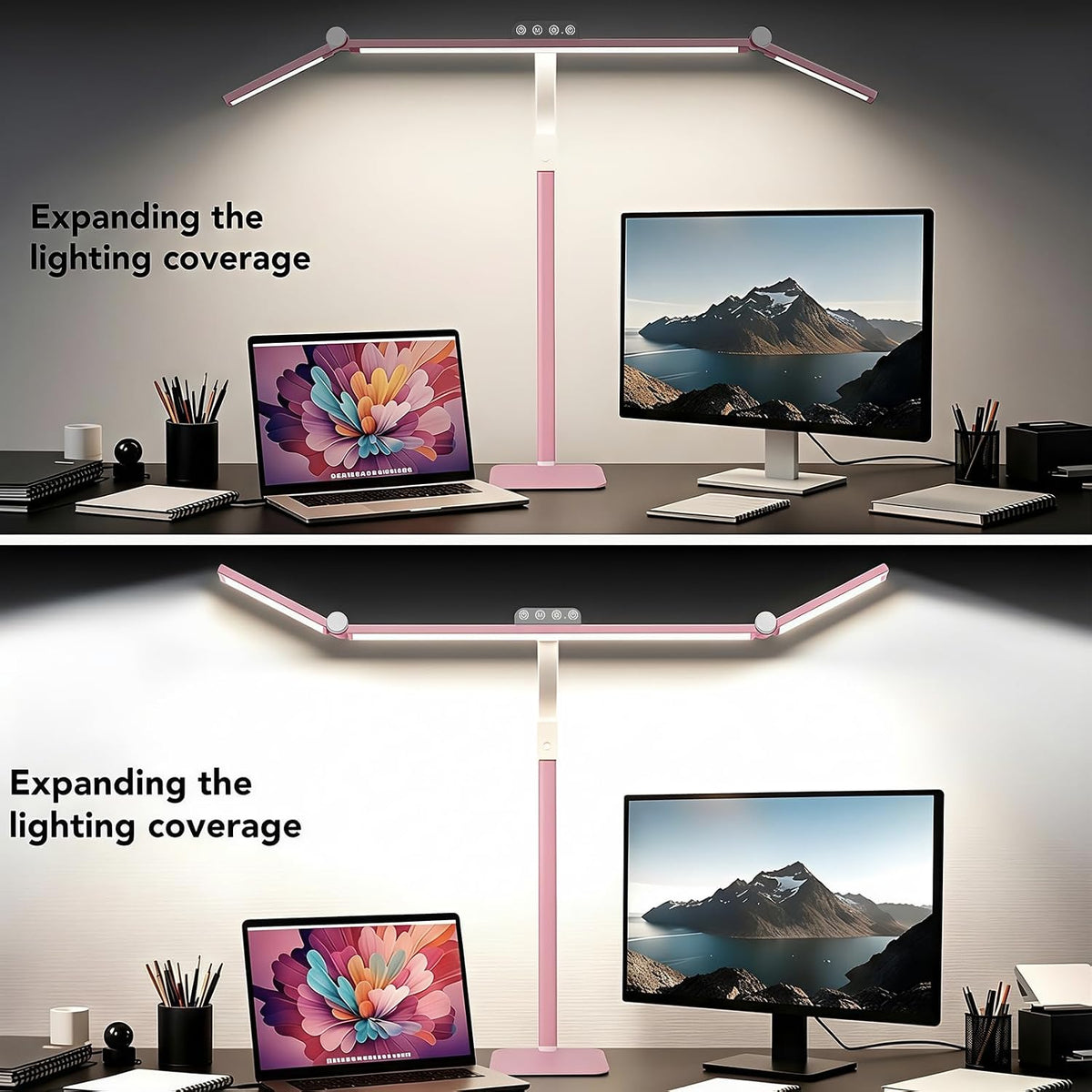 LED Desk Lamp for Home Office with Base, 28.2" Adjustable Gooseneck Swin...