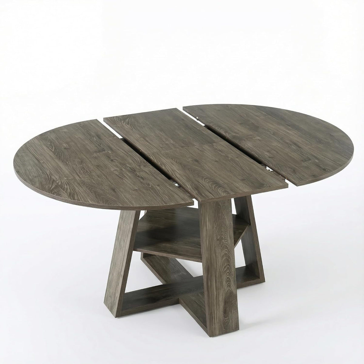 5-Piece Round Dining Table Set for 4, 43.3"-59" Extendable Round to...