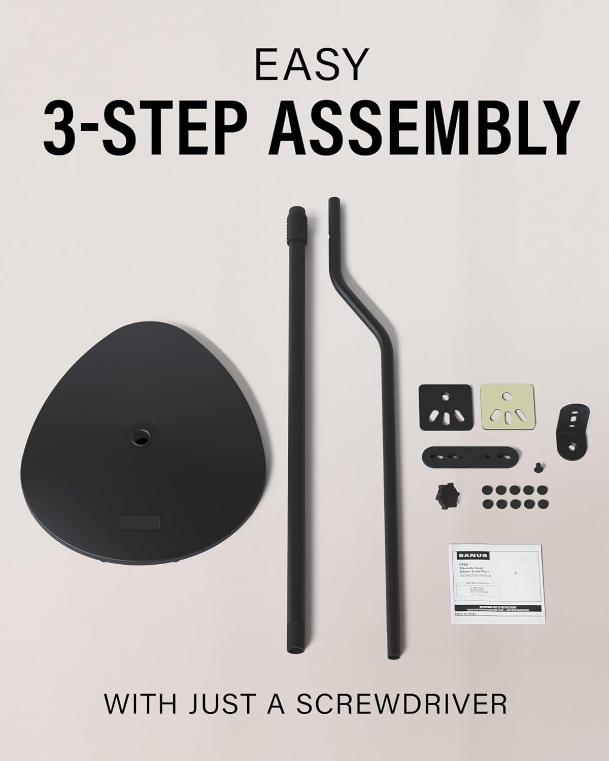 SANUS Height Adjustable Speaker Stands for Satellite & Bookshelf Speakers