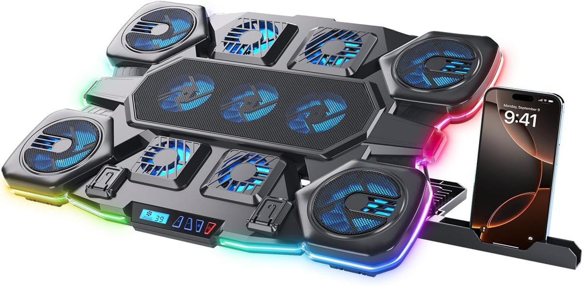 Gaming Laptop Cooling Pad - 11 High Speed Turbo Fans Ultra Quiet Laptop Coole...