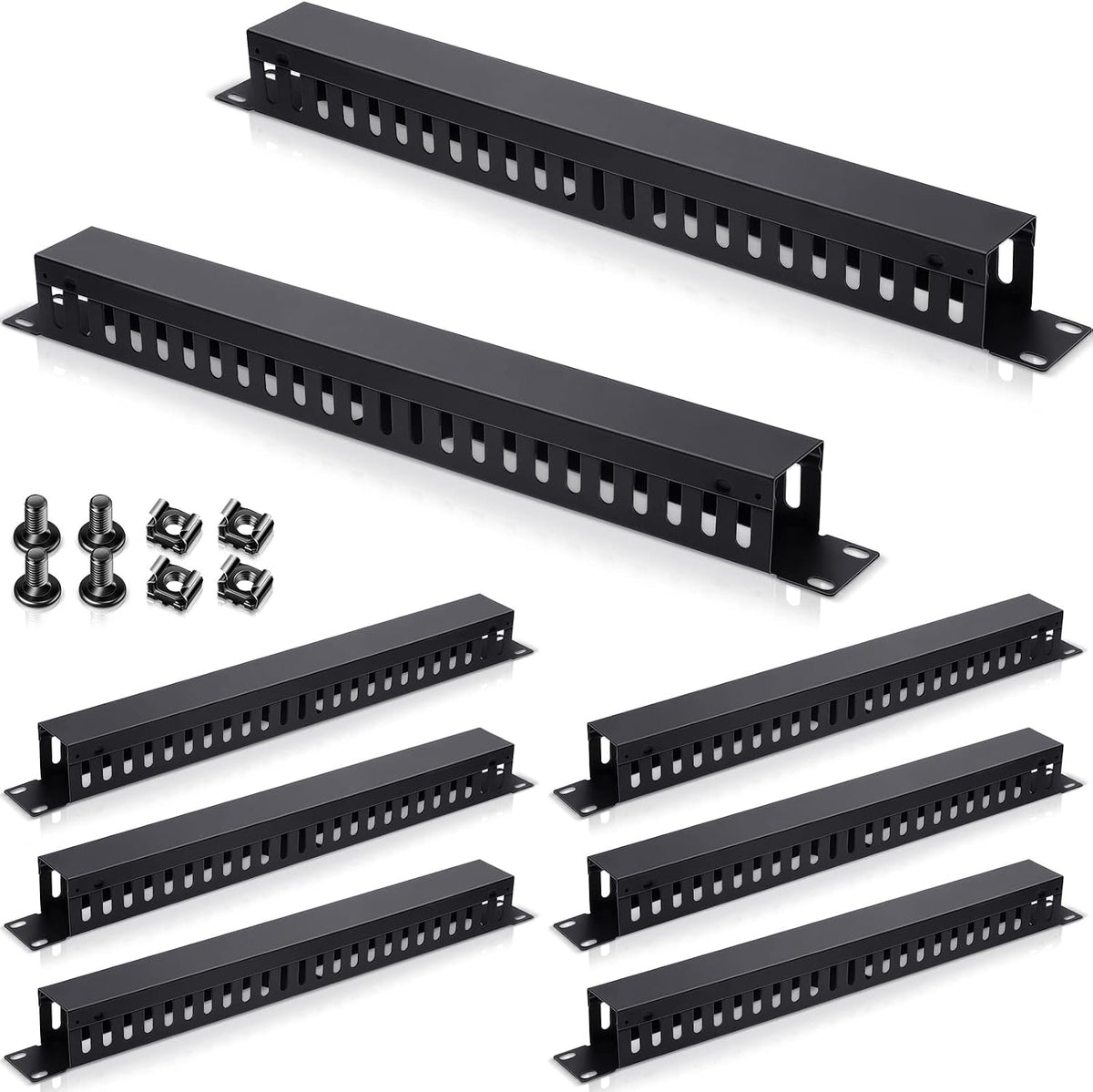 8 Pieces 19 Inch Cable Manager 1U 24 Slot Horizontal Server Rack Mount Cable ...