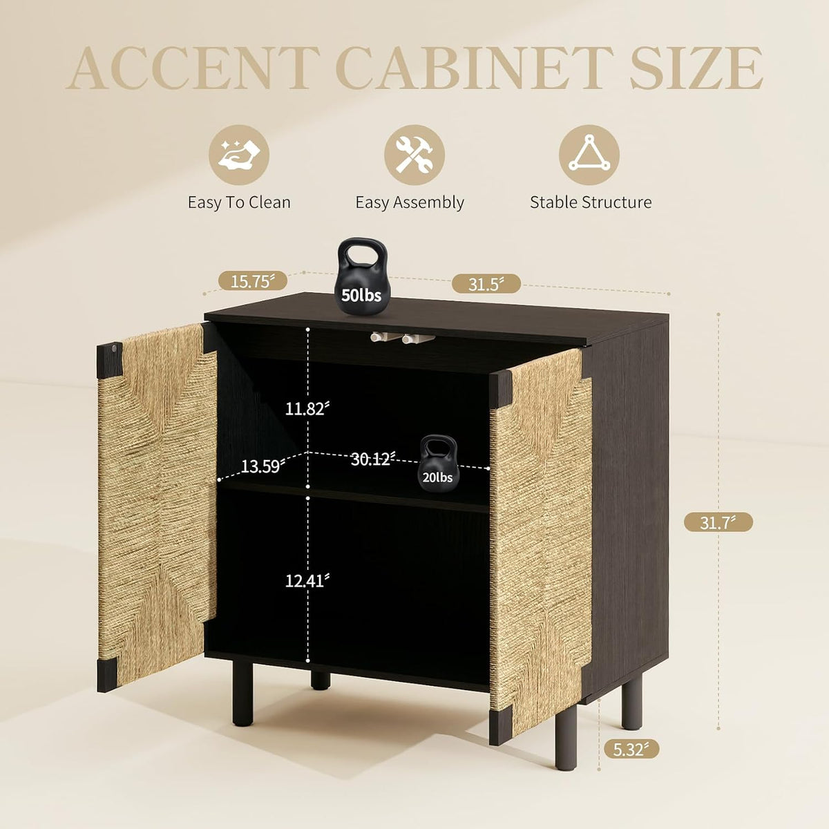 2-Pack 31.5" Sideboard Cabinet for TV - Boho TV Stand with Storage, Smal...