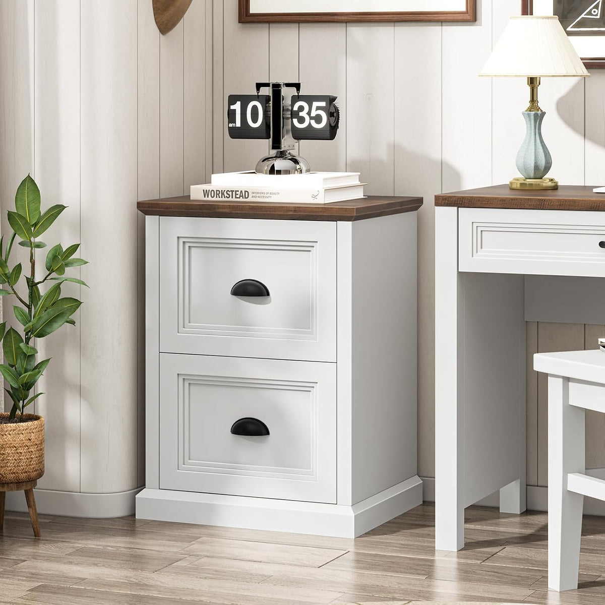 Halitaa Vertical File Cabinet with 2 Drawers for Home Office, White